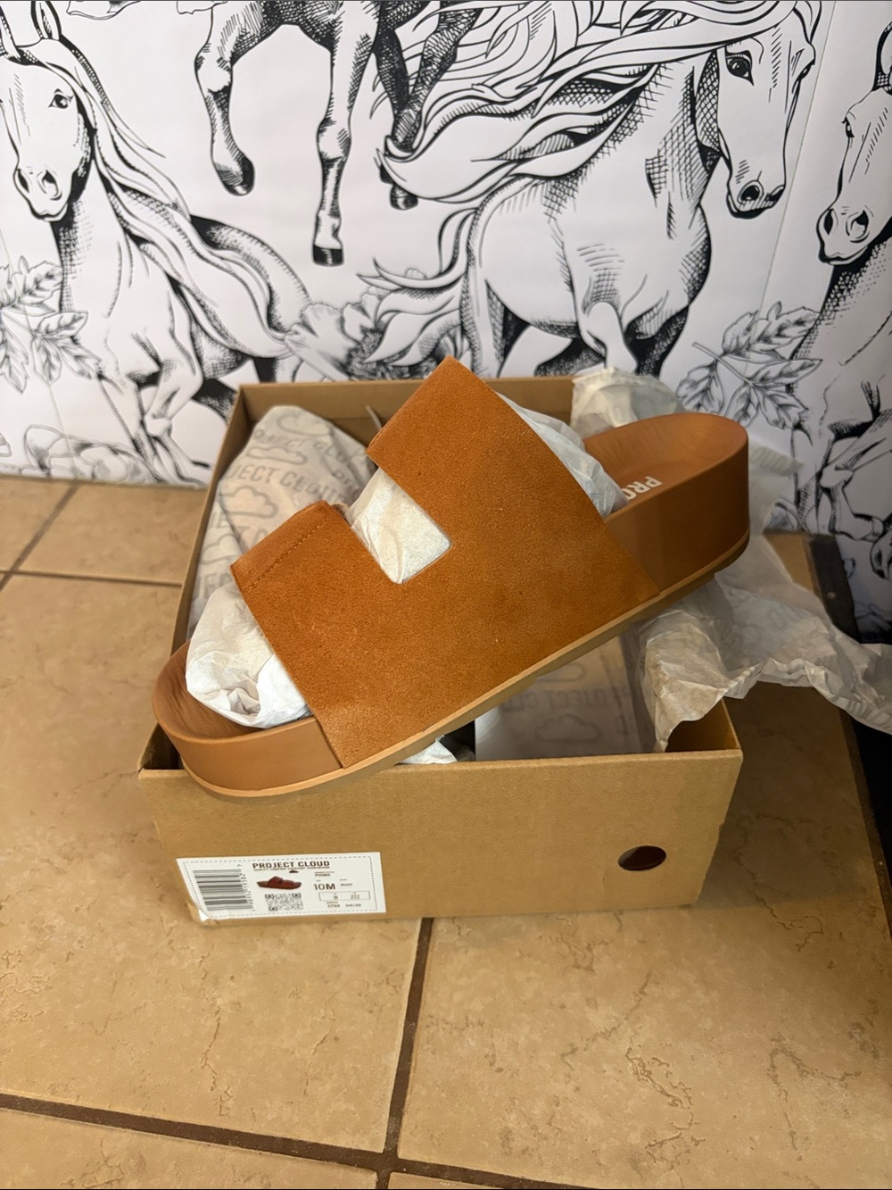 Women's Suede Slide Clogs in Cognac - Project Cloud
